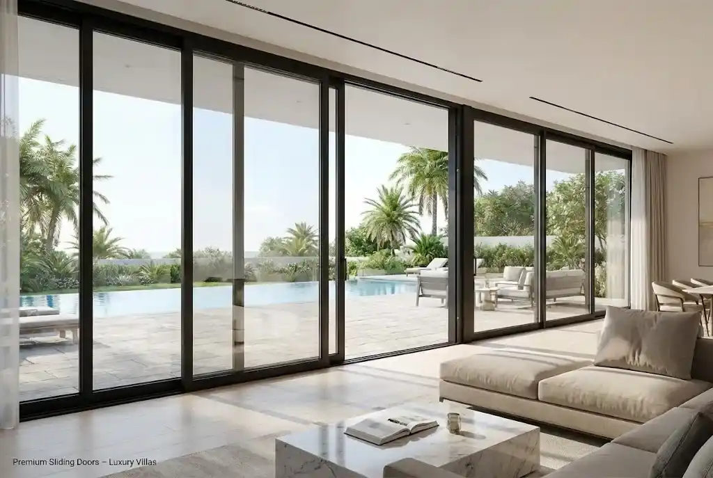 sliding glass doors Emirates Hills villas