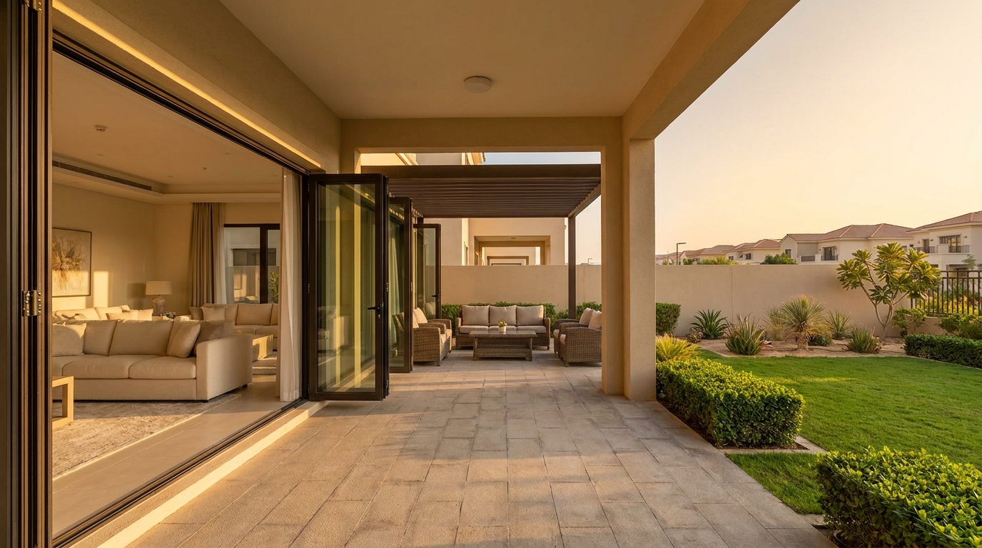 Aluminium folding doors fitted in an Al Salamah villa, Umm Al Quwain