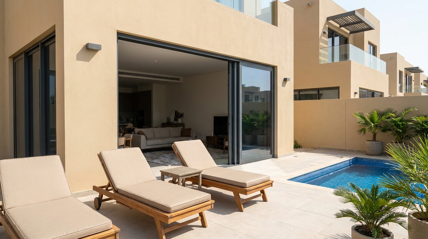 Lift-and-slide aluminium doors on a Palm Jumeirah home